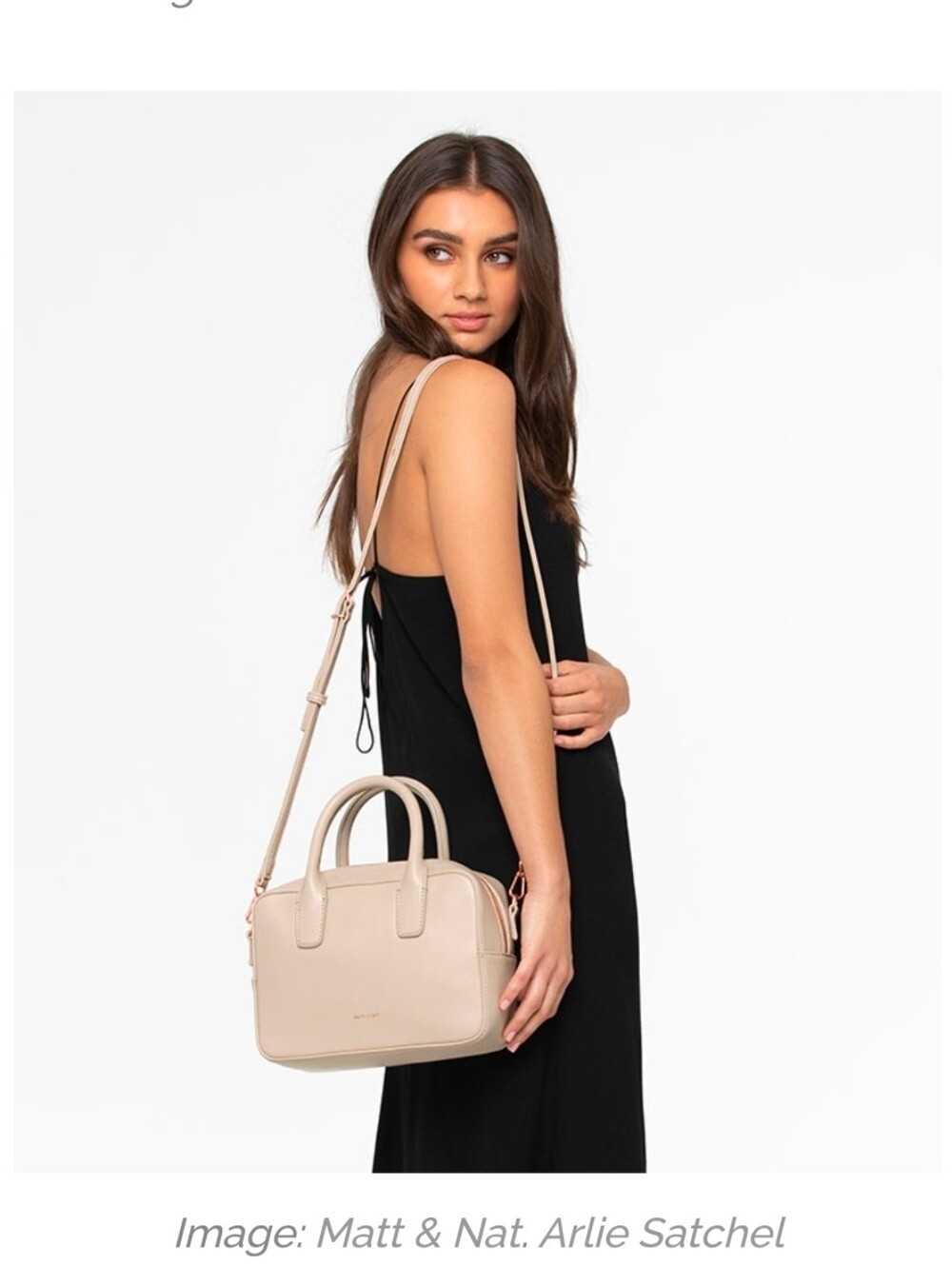 Matt & Nat Arlie Satchel, beige ivory bag with rose gold details